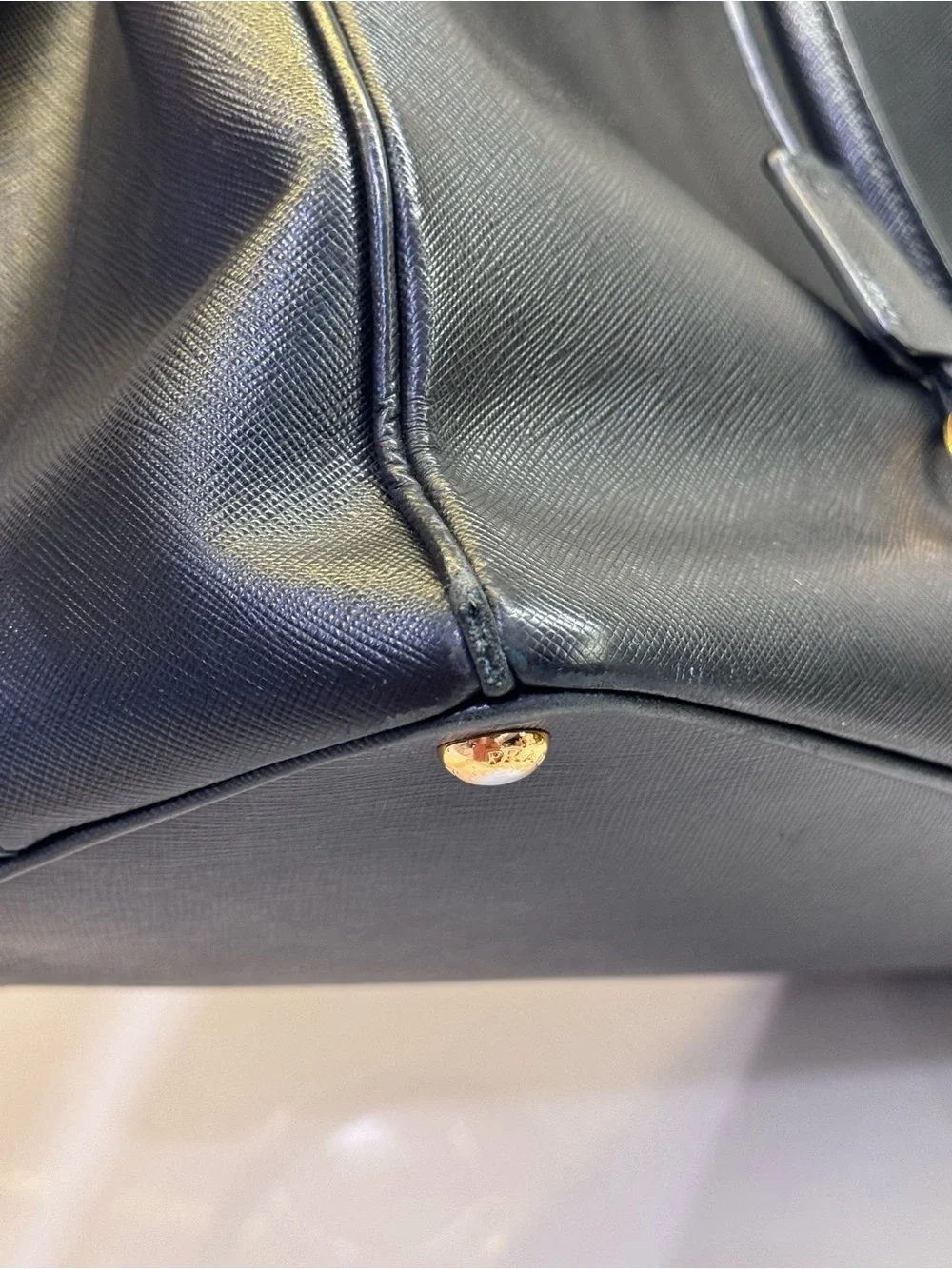 Authentic Prada Black Saffiano Leather Galleria Crossbody Bag with Gold Hardware